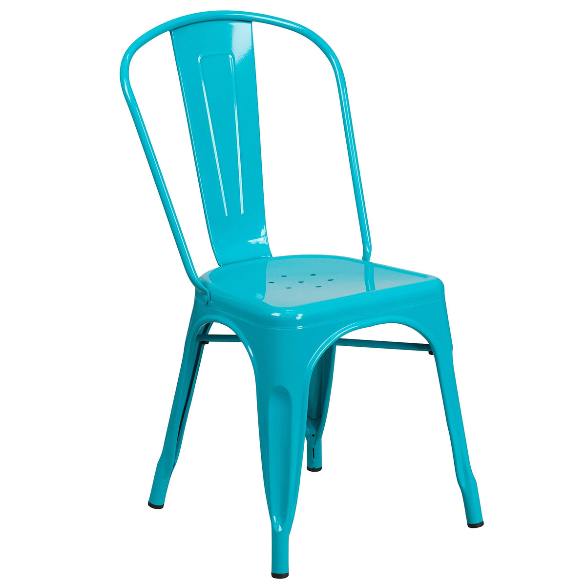 Teal-Blue Metal Indoor/Outdoor Stackable Chair