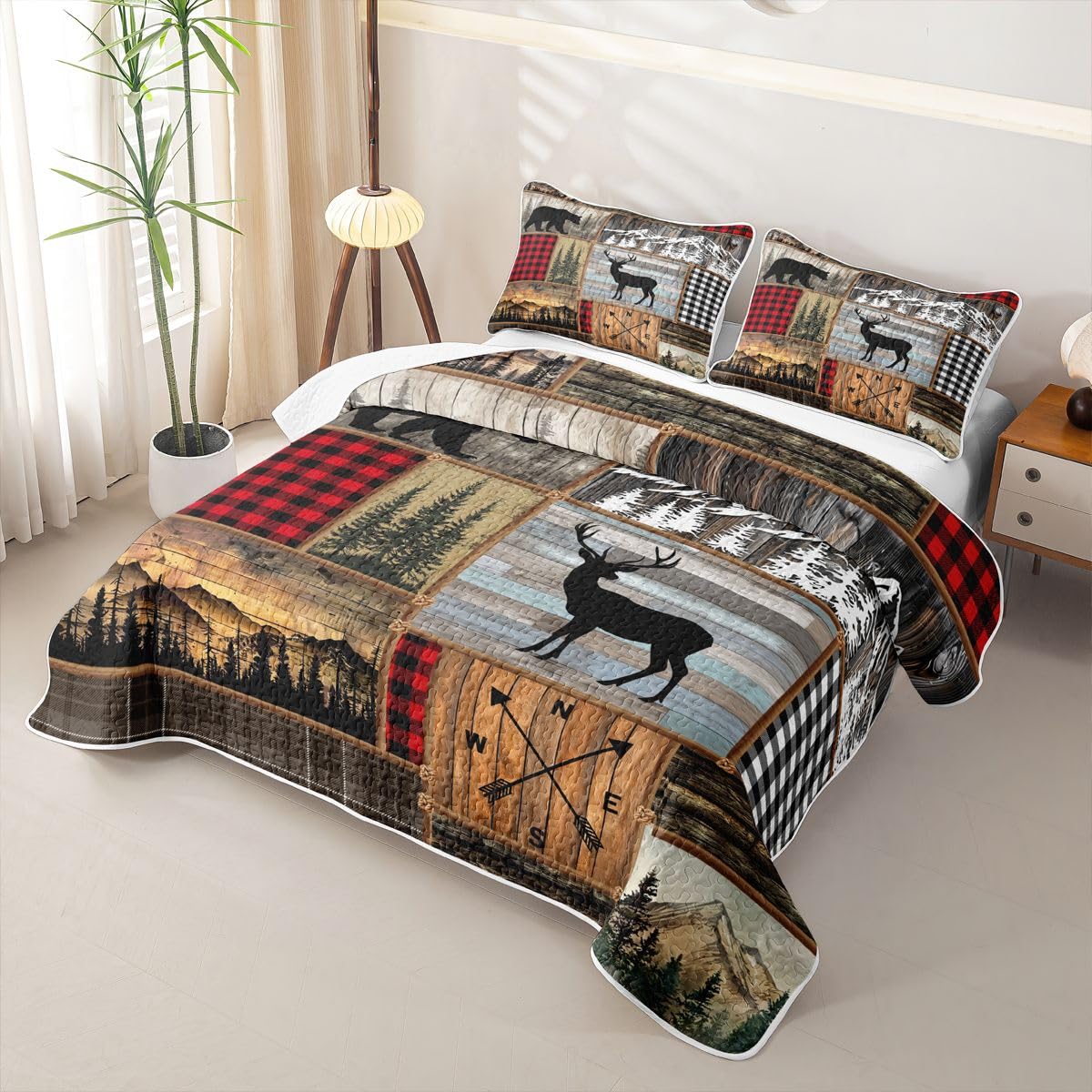 Vintage Rural Bear Deer Quilts