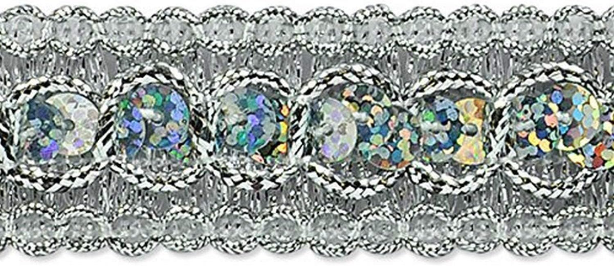 Trish Sequin Metallic Braid Trim, 7/8-Inch Versatile Sequins for Crafts, Washable Sequin Trim for Costumes or Party