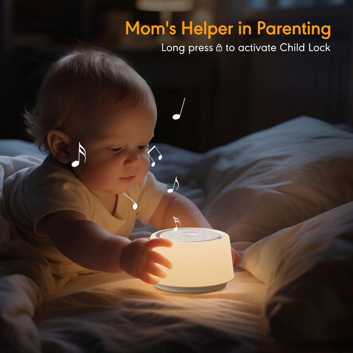 White Noise Machine with Night Light, 30 Portable Sound Machine for Baby and Adults, 10 Color Night Light, 5 Timer