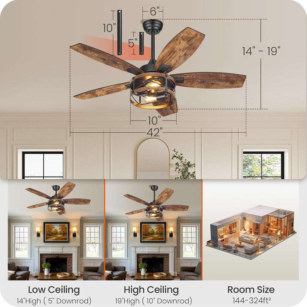 42" Ceiling Fan with Light & Remote