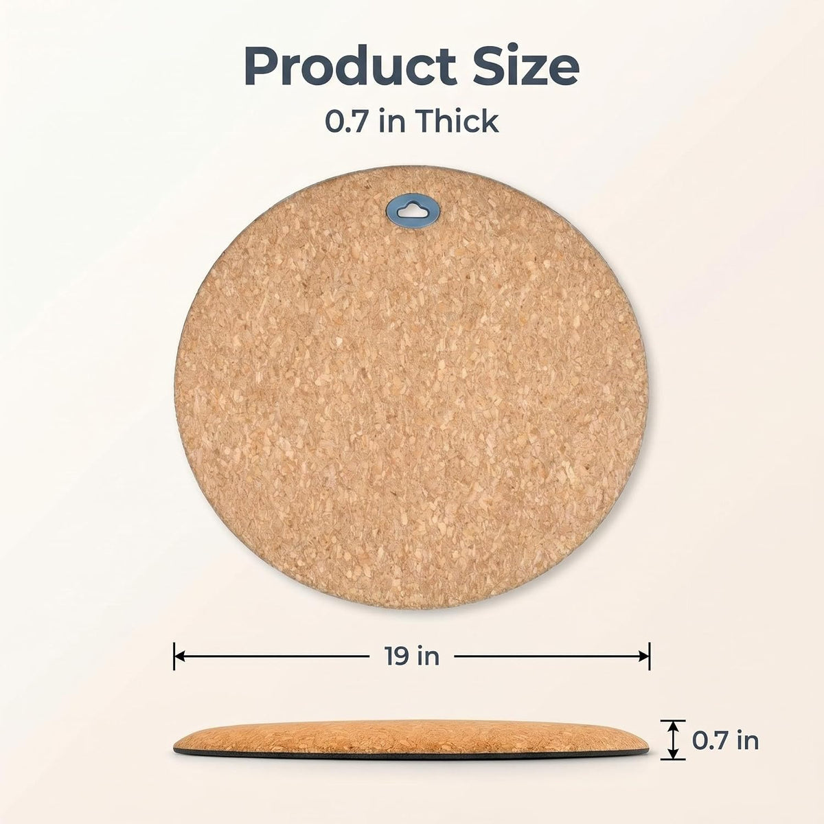 19inch Standing Desk Mat,Round Design Cushioned Cork Anti Fatigue Floor Mat | 0.7" Thick Built‐in Handle, Round Cork