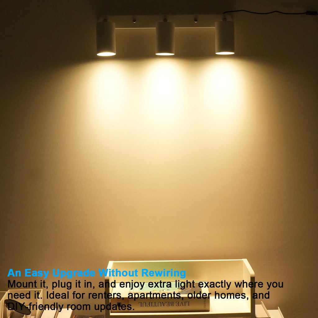 Plug in Track Lighting Track Light Fixtures with Power Cord Wall Spotlight Flexibly Rotatable Heads Plug in Ceiling