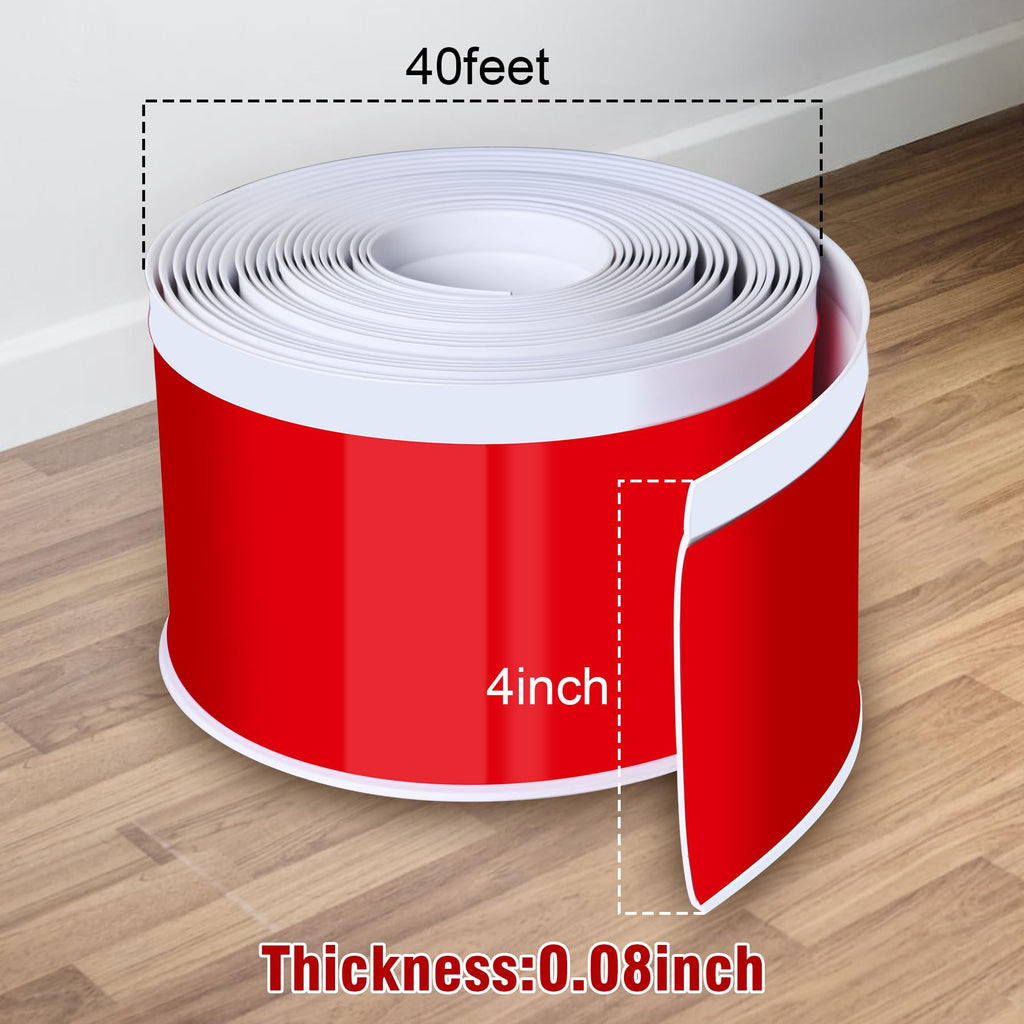 Vinyl Baseboard Molding Trim 4 Inch x 40 Feet Peel and Stick Baseboard Trim Flexible PVC Cove Base Moulding