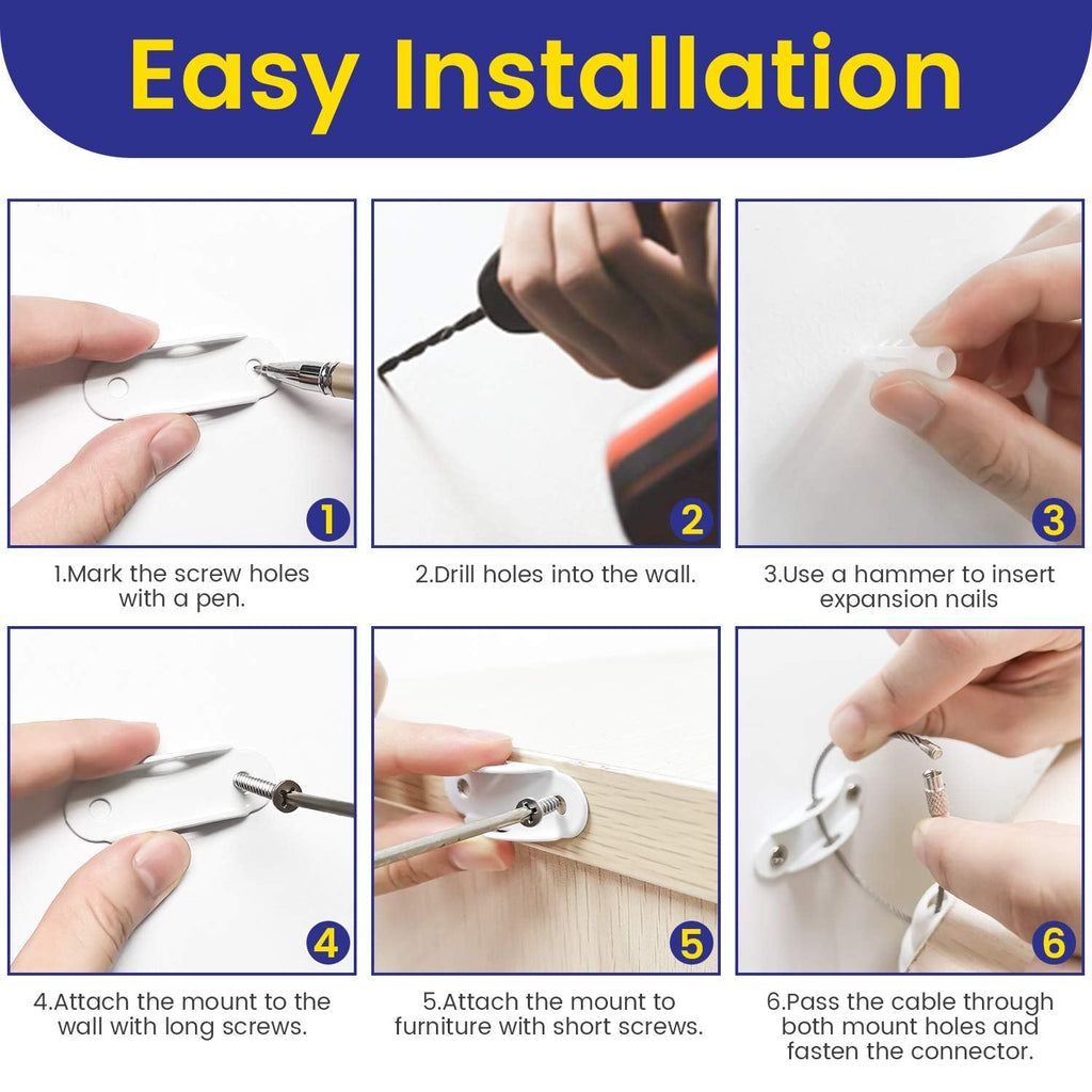 Furniture Anchors(10 Pack), Furniture Straps for Baby Proofing