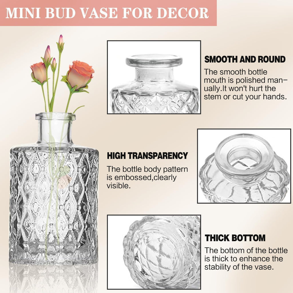 Mini Bud Vases Set of 32 As Wedding Centerpieces for Tables, Clear Bud Vases for Flowers, Small Flower Vases Suitable