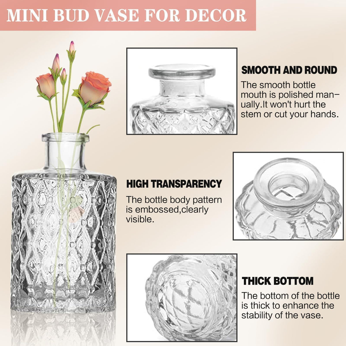 Mini Bud Vases Set of 32 As Wedding Centerpieces for Tables, Clear Bud Vases for Flowers, Small Flower Vases Suitable