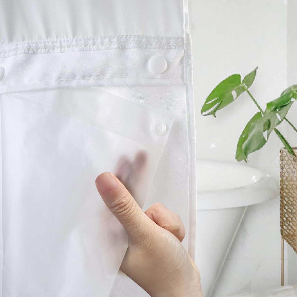 2 Pack PEVA Snap-in Shower Curtain Liner Replacement, Compatible with No Hook Shower Curtain with Snap in Liner