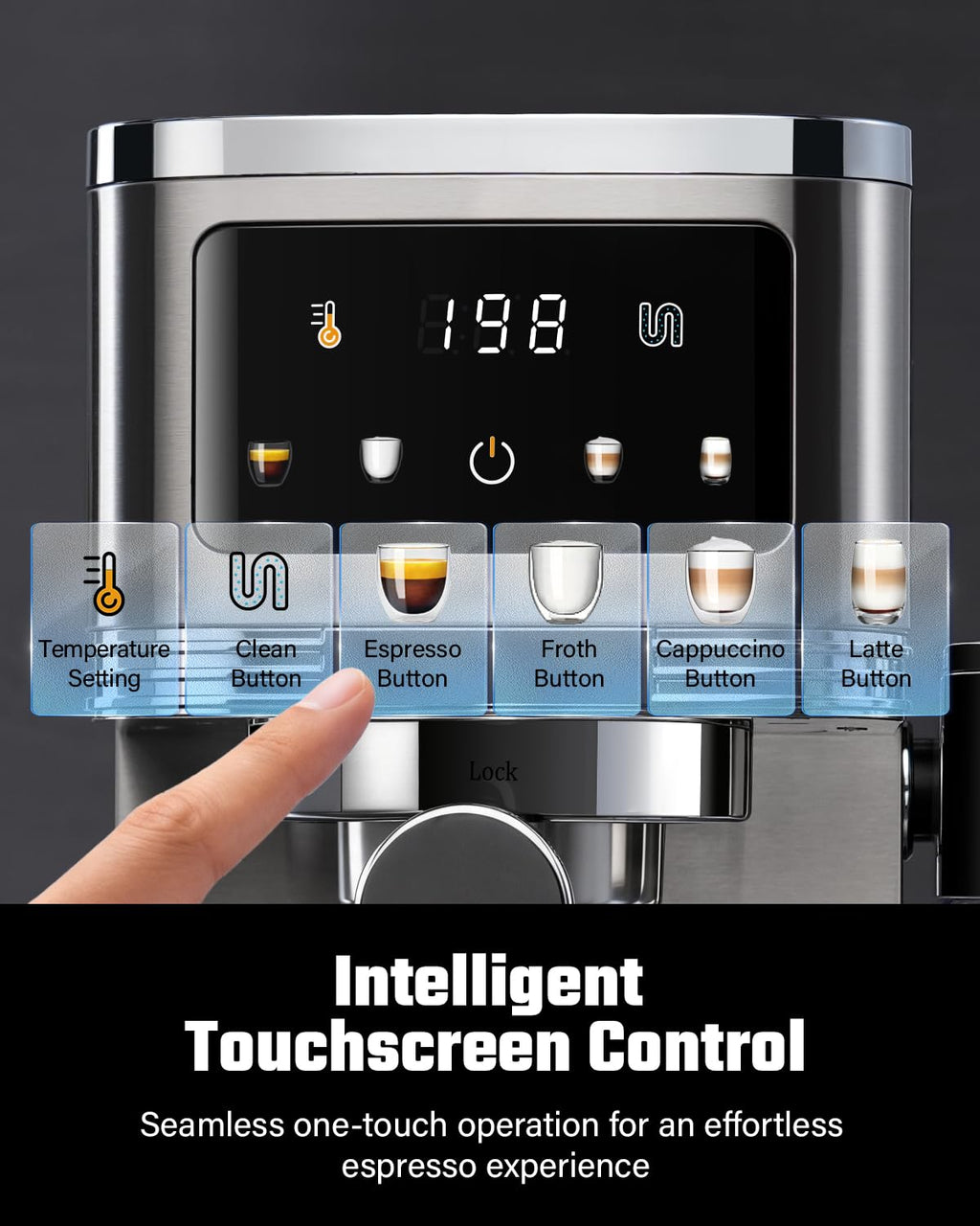 20 Bar Espresso Machine with Auto Milk Frother & Touchscreen, 1350W