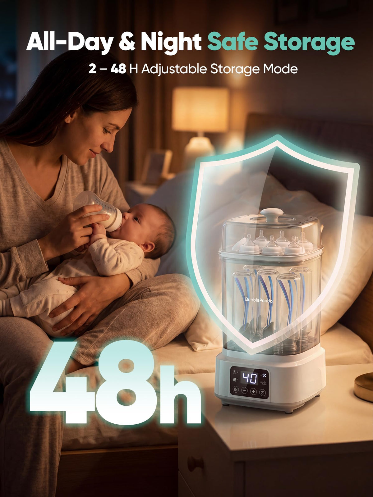 Baby Bottle Sterilizer and Dryer, Compact 2-Layer Sterilizer