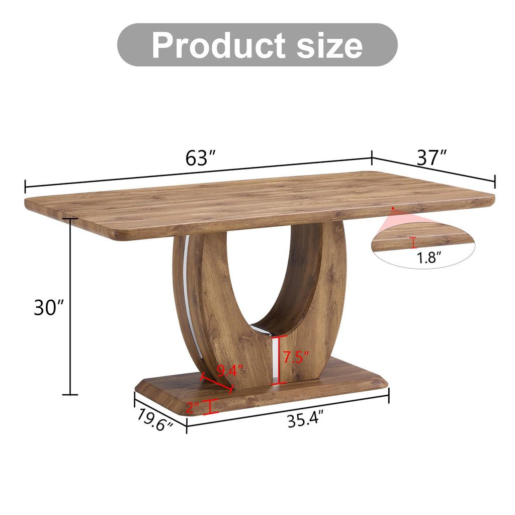 Inspired Saarinen Style 63" Faux Marble Dining Table, Modern Rectangular Kitchen Table with 1.65'' Thick MDF Tabletop, Rounded Corners