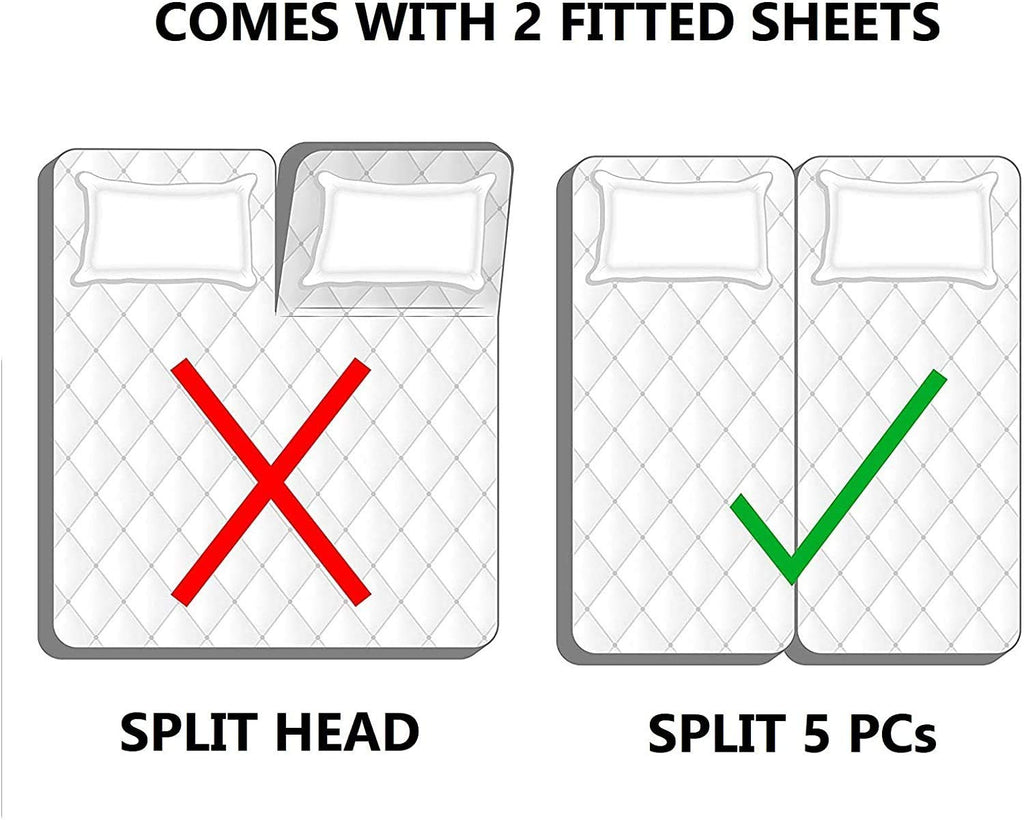 1000 Thread Count Split Sheet Set 5 Piece Split Sheets for Adjustable Beds 100% Egyptian Cotton 12"