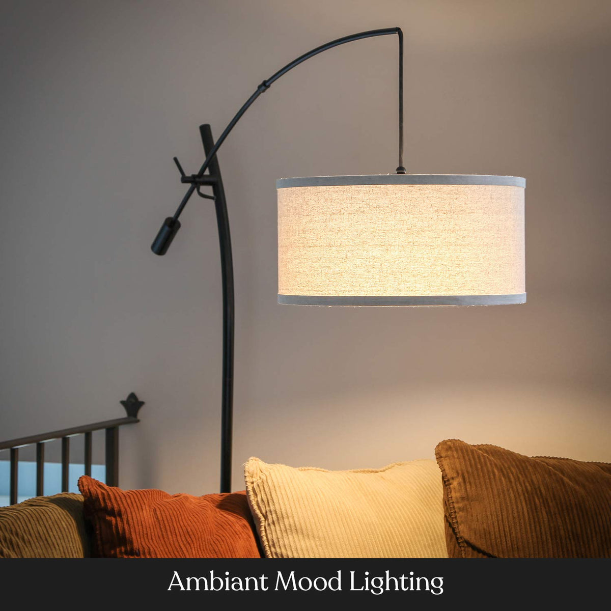 Inspired Arco Style Grayson LED Arc Floor Lamp, Adjustable Arm Lamp in Industrial Reading - Black