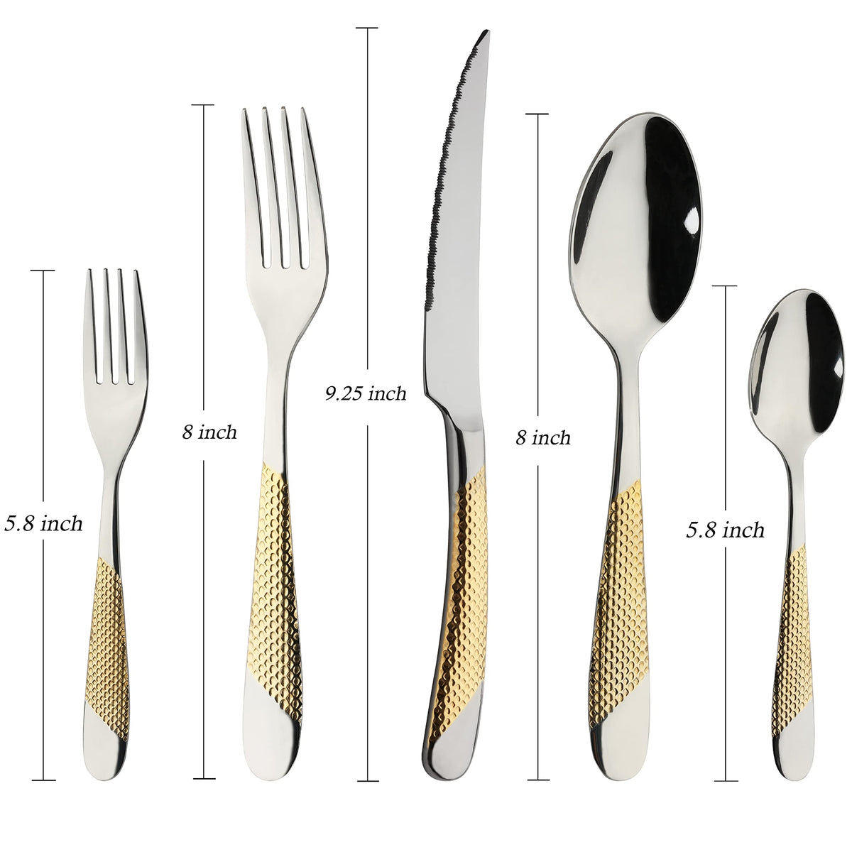 Gold Silverware Set 60-Piece Stainless Steel Flatware Cutlery Set Service for 12 Kitchen Tableware Utensil Set