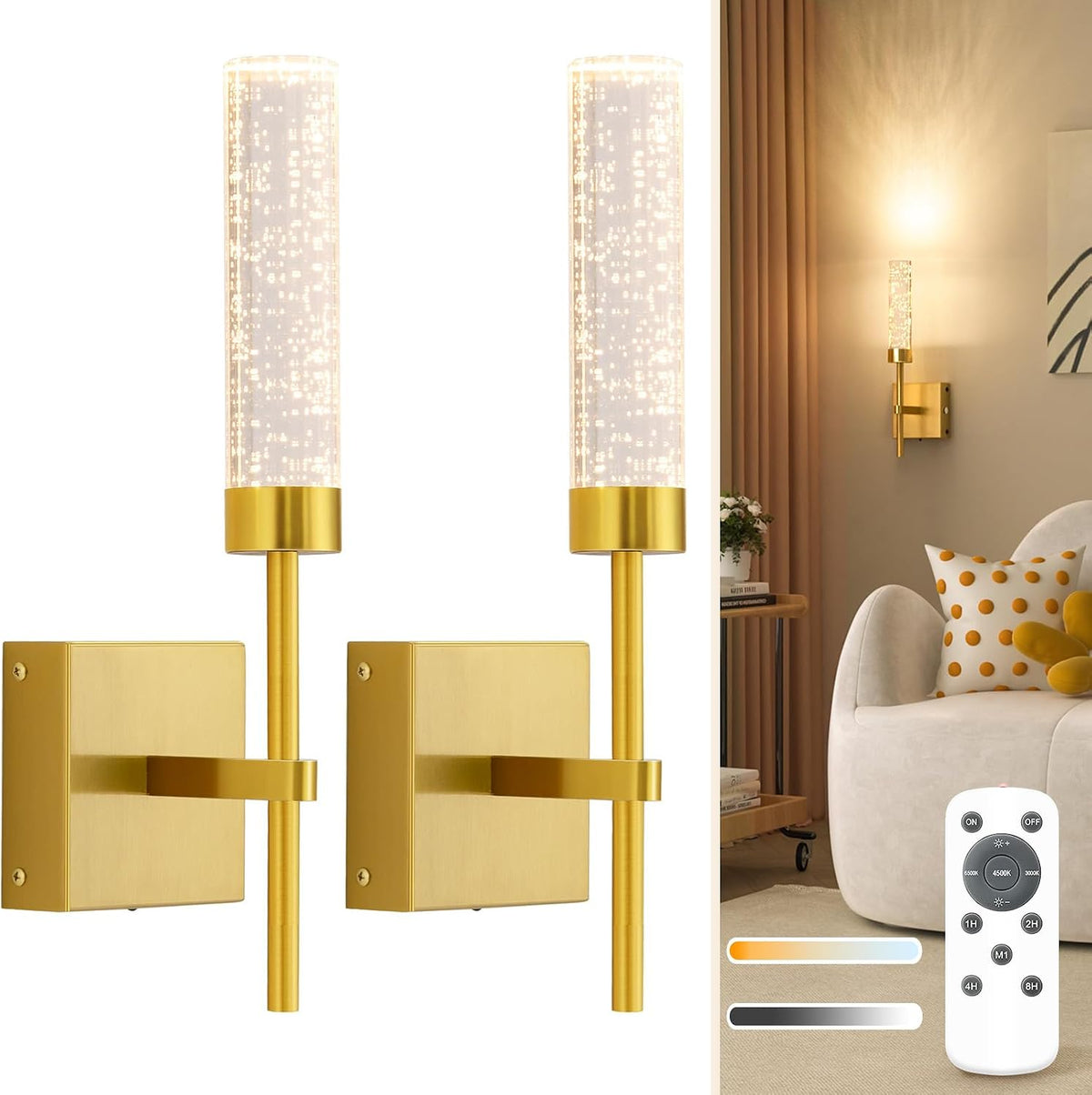 Crystal Bubble Wireless Wall Sconce with 10,000mAh Rechargeable Battery