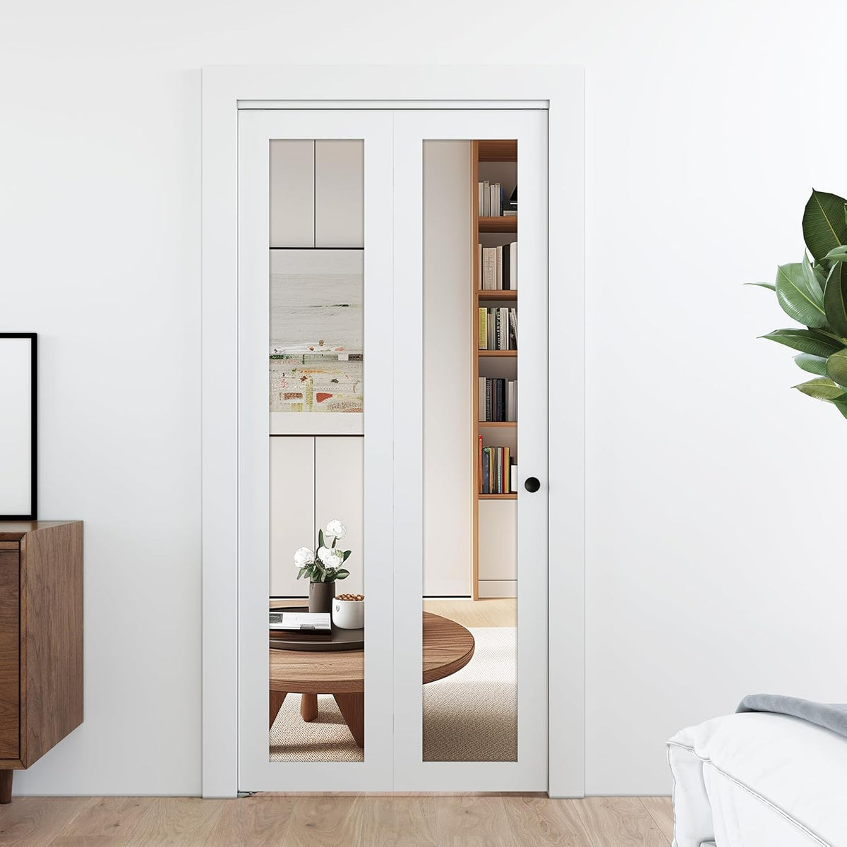 Bifold Doors, Mirror Closet Doors for 30'' x 80" with Sliding Hardware Kit Set, Interior Bi Fold Door for Closet, Easy