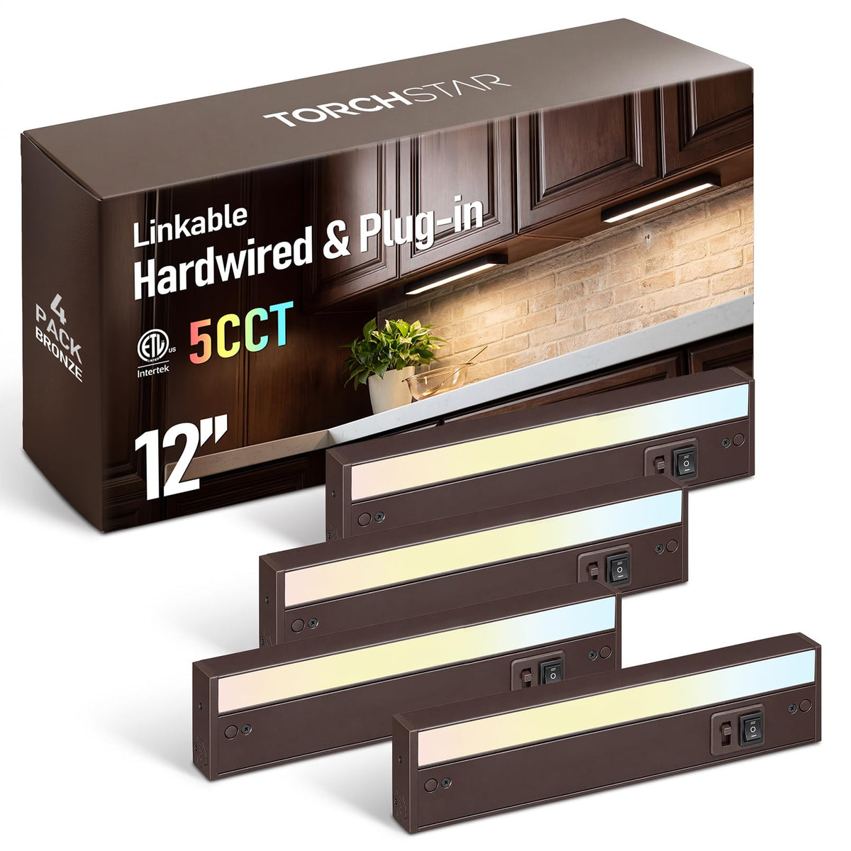12 Inch 5CCT LED Under Cabinet Lighting Aluminum, Bronze