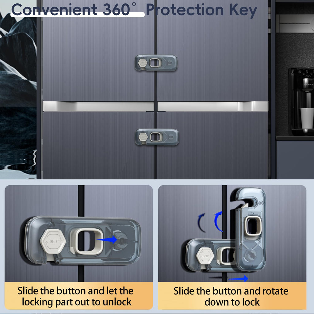 5-Pack Fridge Locks, Child Proof Refrigerator/Freezer Door Lock, Child Safety Cabinet Lock with Adhesive Pads