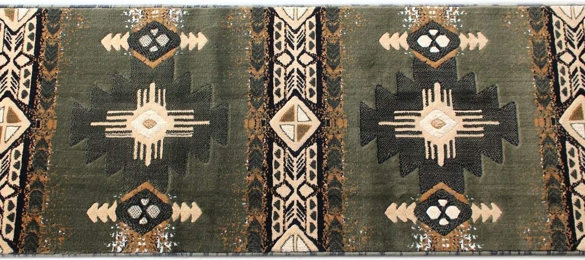 Southwestern Navajo Aztec Native American Geometric Area Rug Sage Green (2 Feet X 7 Feet Runner)