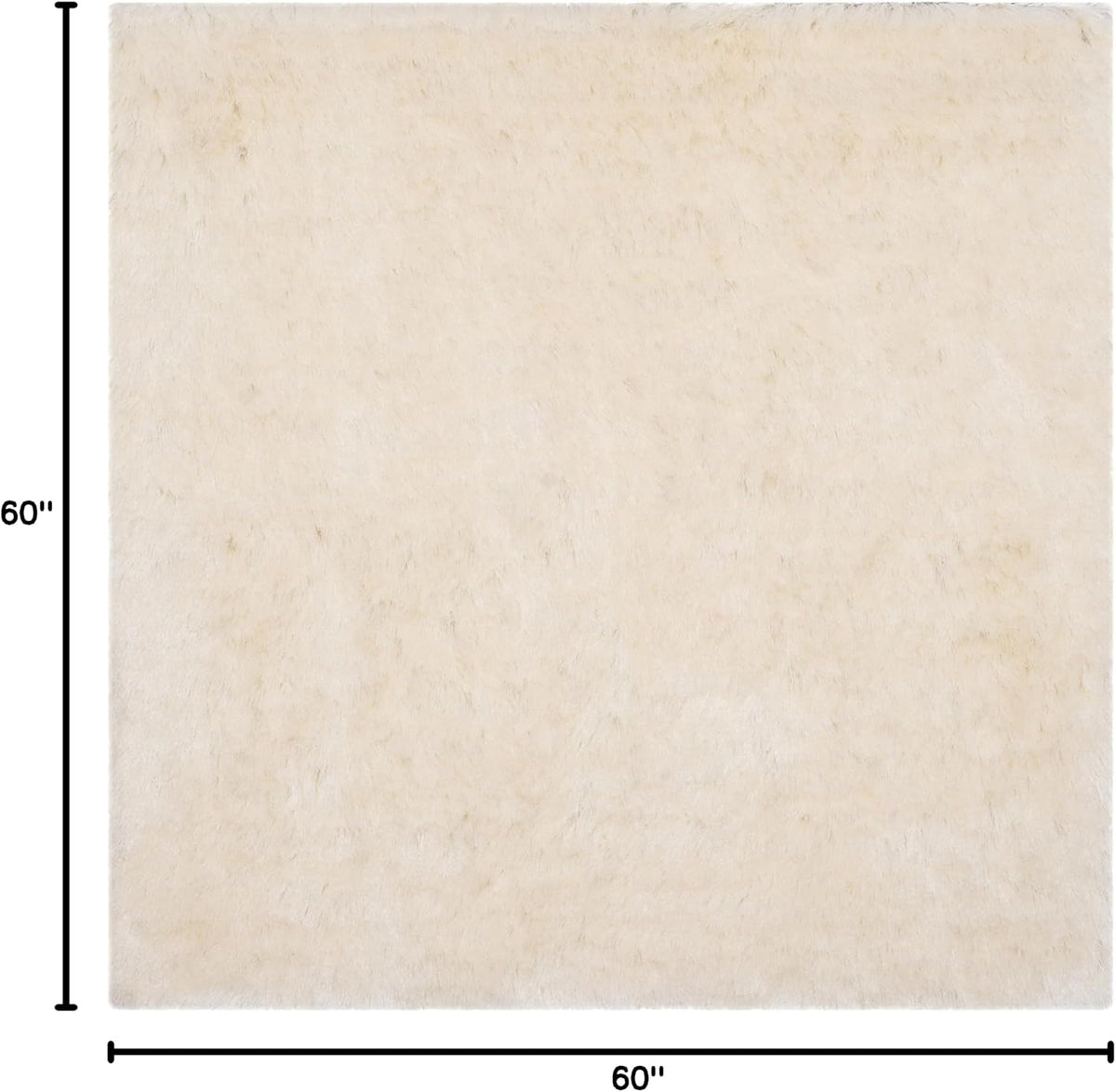 Paris Shag Square Rug 5', Soft Plush Modern Ivory SG511-1212