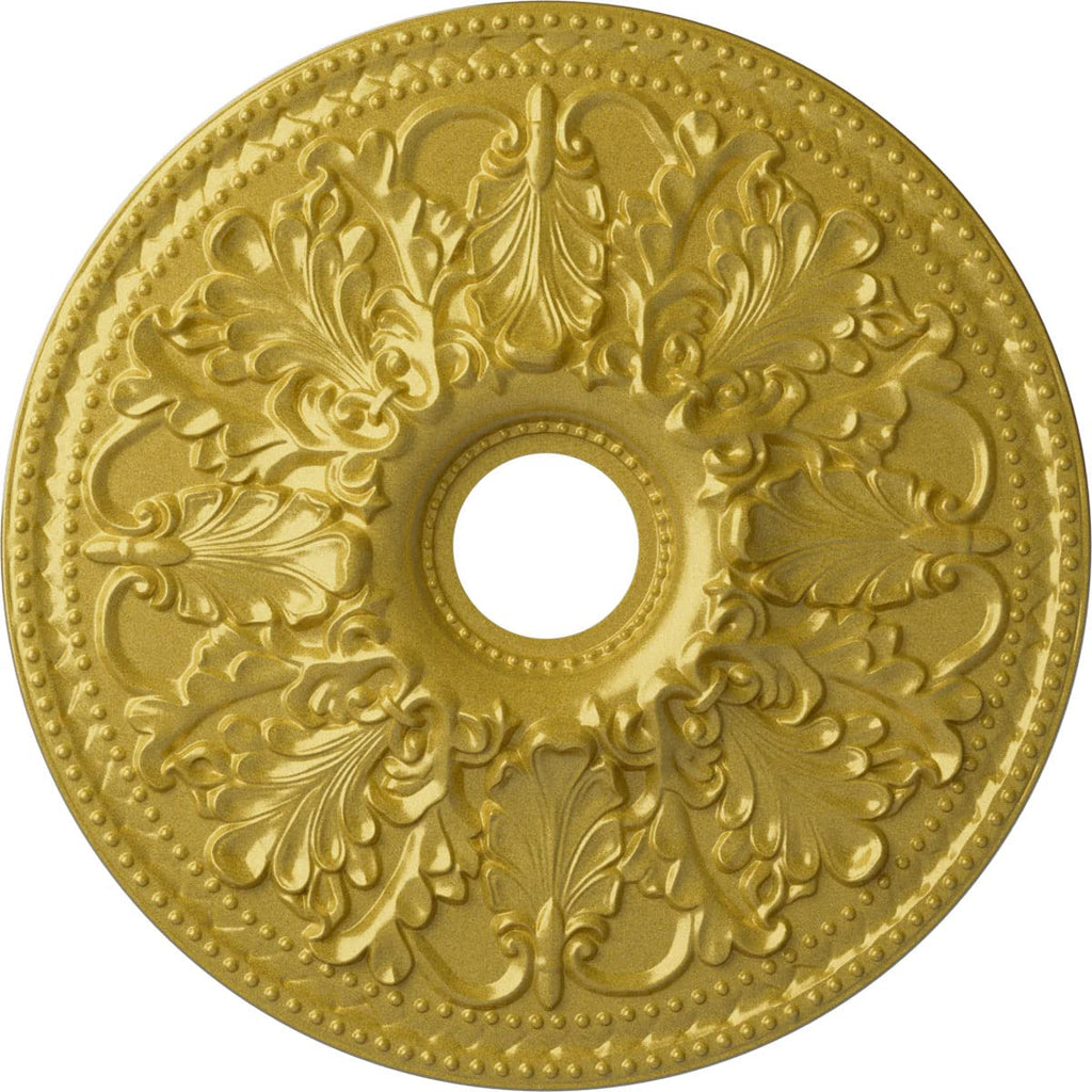 23 7/8 OD x 4" ID x 2 1/8 P Ashley Ceiling Medallion (fits Canopies up to 4 3/4), Hand-Painted, Rich Gold