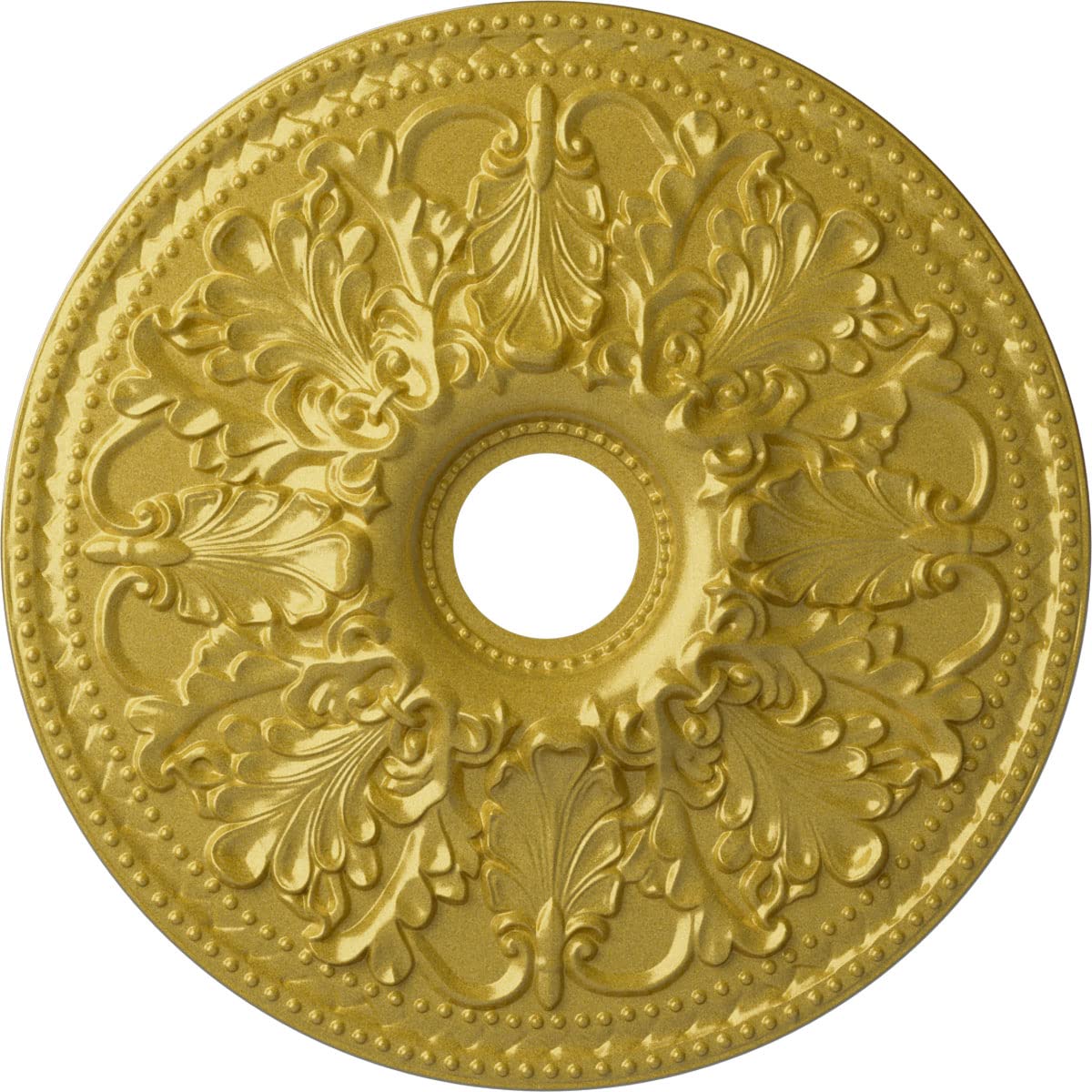 23 7/8 OD x 4" ID x 2 1/8 P Ashley Ceiling Medallion (fits Canopies up to 4 3/4), Hand-Painted, Rich Gold