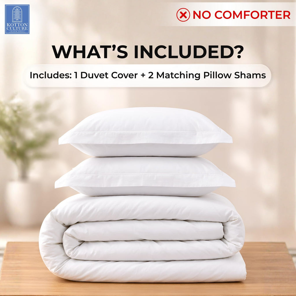 3 Pc Duvet Cover King Size Set-100% Egyptian Cotton 600 Thread Count Ultra Soft Premium Durable Comforter Cover
