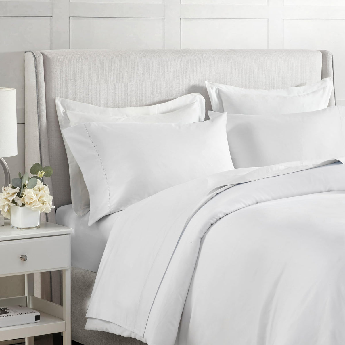 100% Egyptian Cotton Sheets Queen Bed Set, White