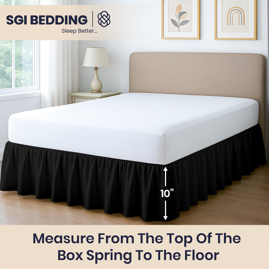 10 Inch Drop Ruffled Bed Skirt - Classic Gathered Styling, Platform Style Dust Ruffle with Secure Fit