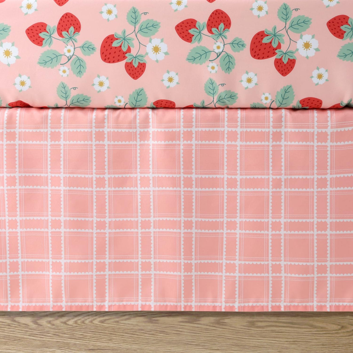 Strawberry Sweet 3-Piece Baby Girl Crib Bedding Set - Pink Nursery Bedding, Crib Comforter & Decor for Newborns and