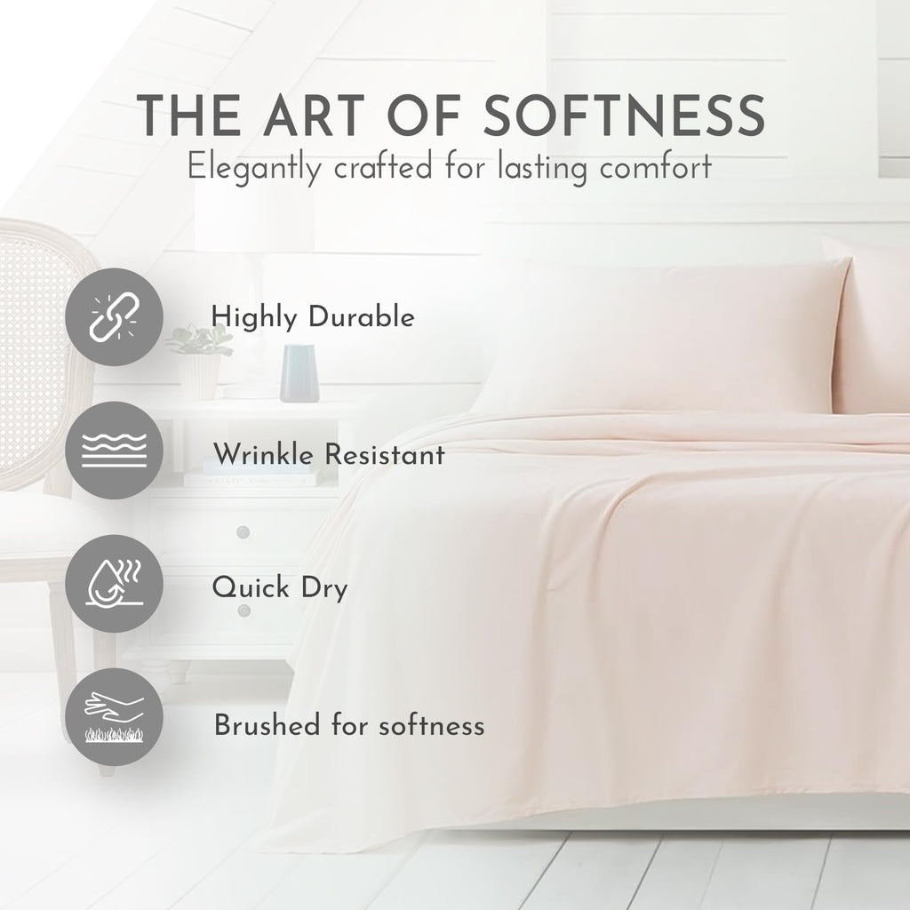 Closet Luxury Cotton Blend 4-Piece Sheet Set, Blush