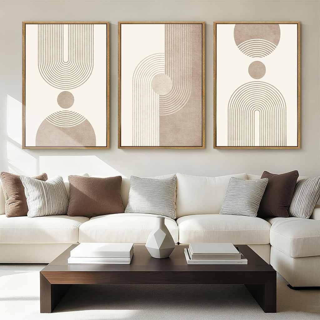 Neutral Abstract Wall Art Beige Large Wall Decor Boho Mid Century Modern Artwork Art Print Bedroom Office 24"x36" Set