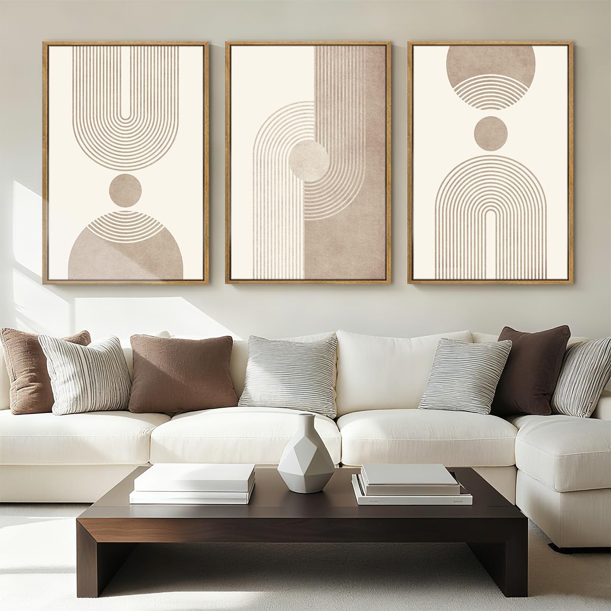 Neutral Abstract Wall Art Beige Large Wall Decor Boho Mid Century Modern Artwork Art Print Bedroom Office 24"x36" Set
