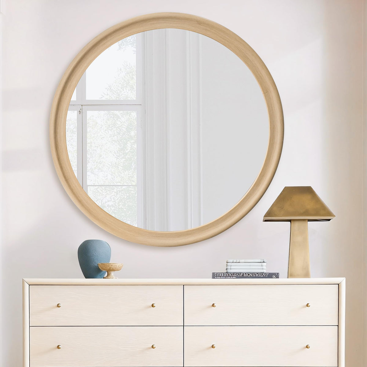 Round Wall Mirrors 30 Inch,Natural Rustic Decorative Transitional Mirror