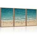 Summer Beach Canvas Wall Art, Modern Minimalist Coastal Landscape Wall Decor Set of 3(16"x24") Blue Abstract Ocean