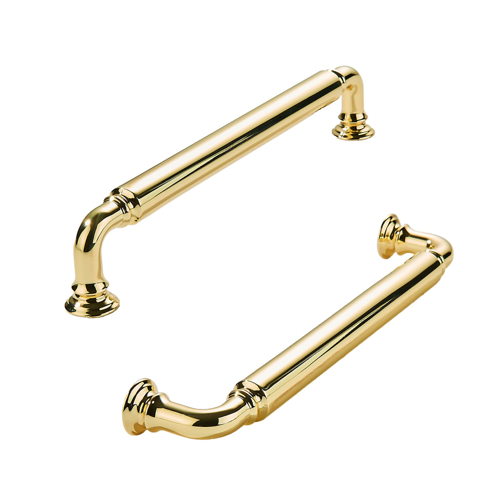 Polished Brass Heavy-Duty Solid Cabinet Pulls, 5 Inch (128mm) Hole Center,Polished Gold Drawer Pulls, Cabinet
