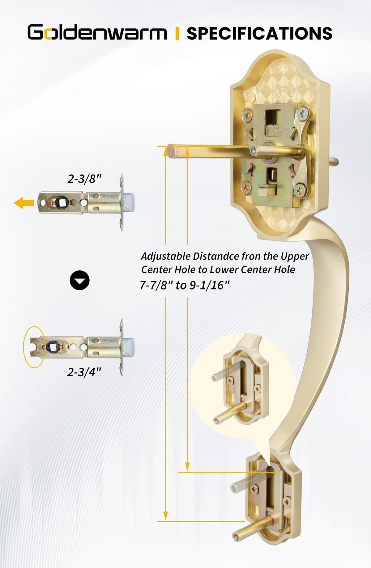 Front Door Handle, Gold Door Handle Exterior No Lock