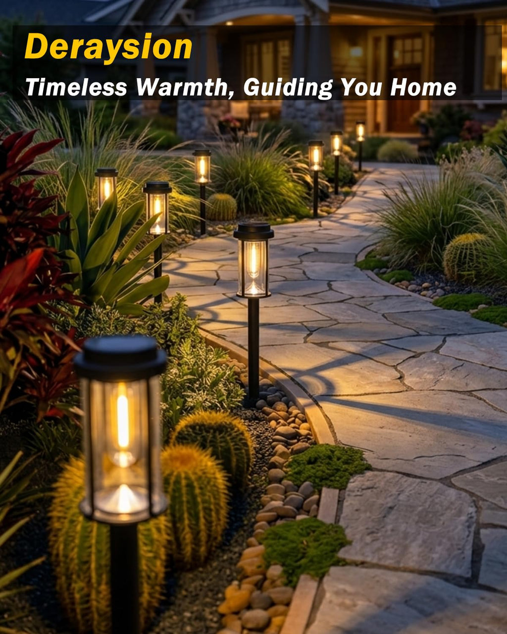 8 Pack Solar Pathway Lights Outdoor 21" LED Solar Garden Lights