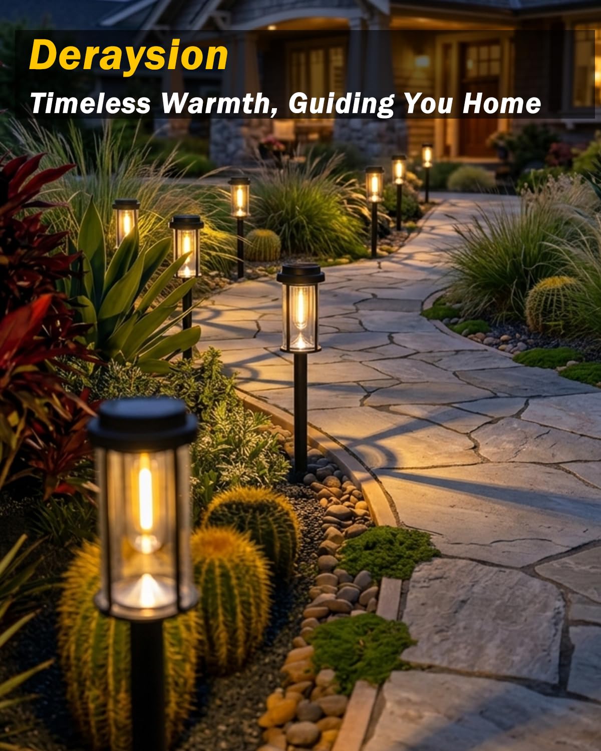 8 Pack Solar Pathway Lights Outdoor 21" LED Solar Garden Lights