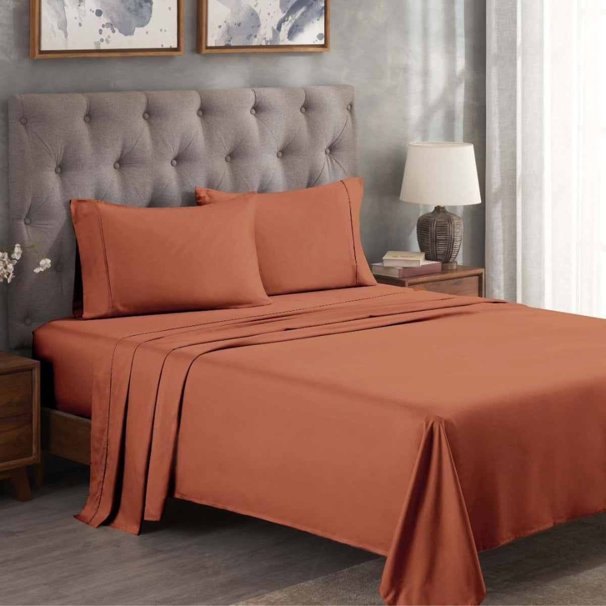 300 Thread Count Egyptian Cotton Sheet Set, Solid Bedroom Sheets, Bedding, Essentials, Home Basics, 1 Elastic Deep