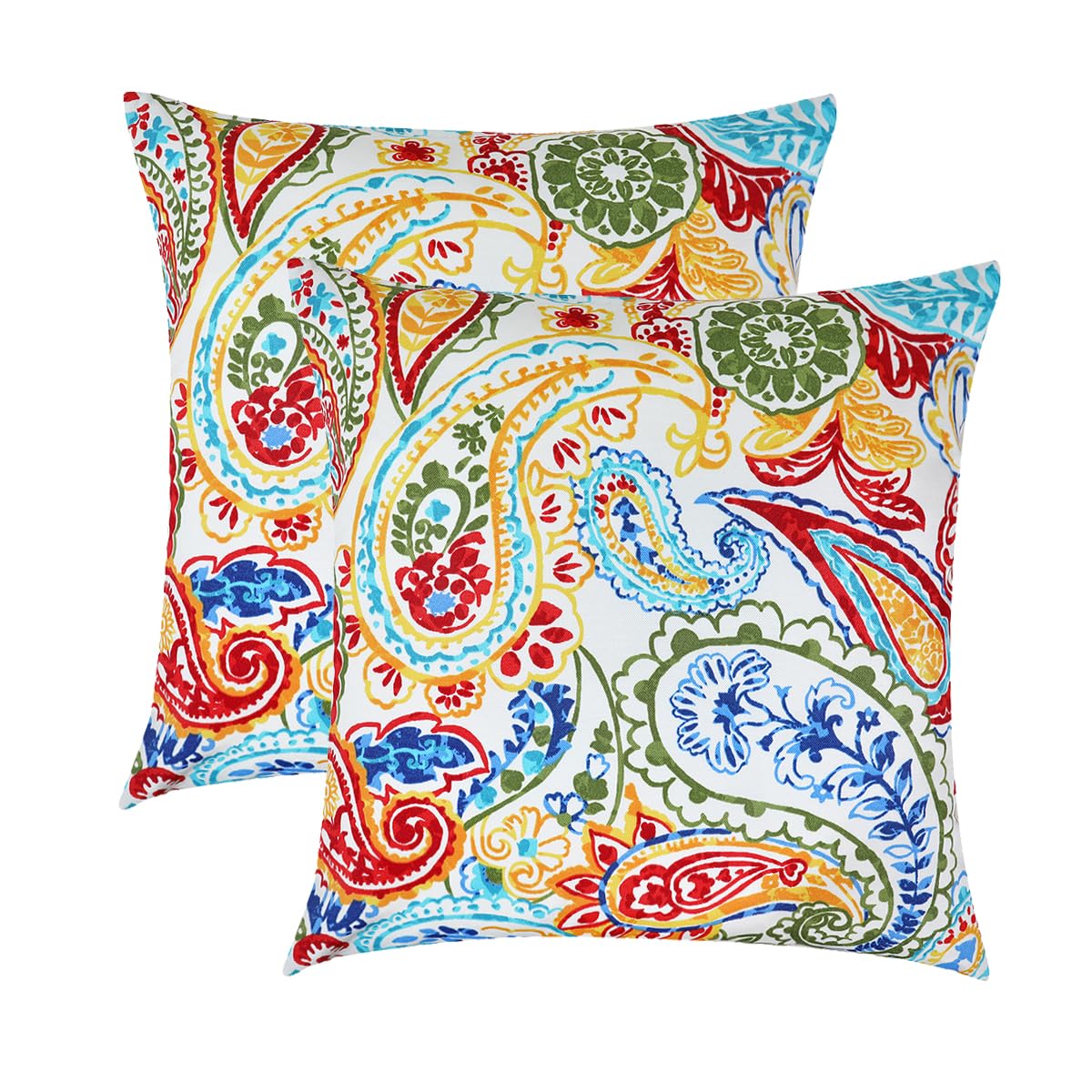 Water Resistant Outdoor Throw Pillows Furniture, 18x18 Inch Decorative Pillows Set of 2 with Insert, Hidden Zipper