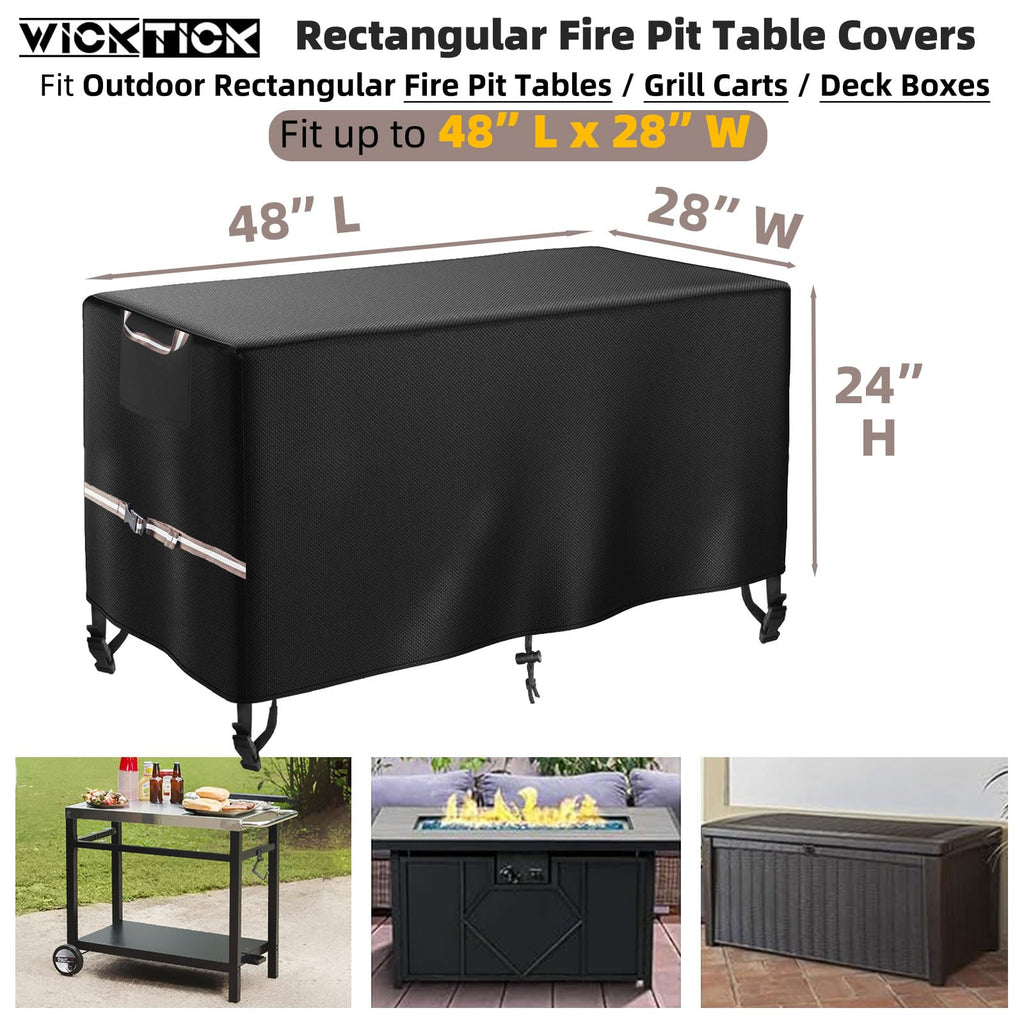 Rectangular Fire Pit Table Cover 48"L x 28"W, Waterproof, Heavy Duty