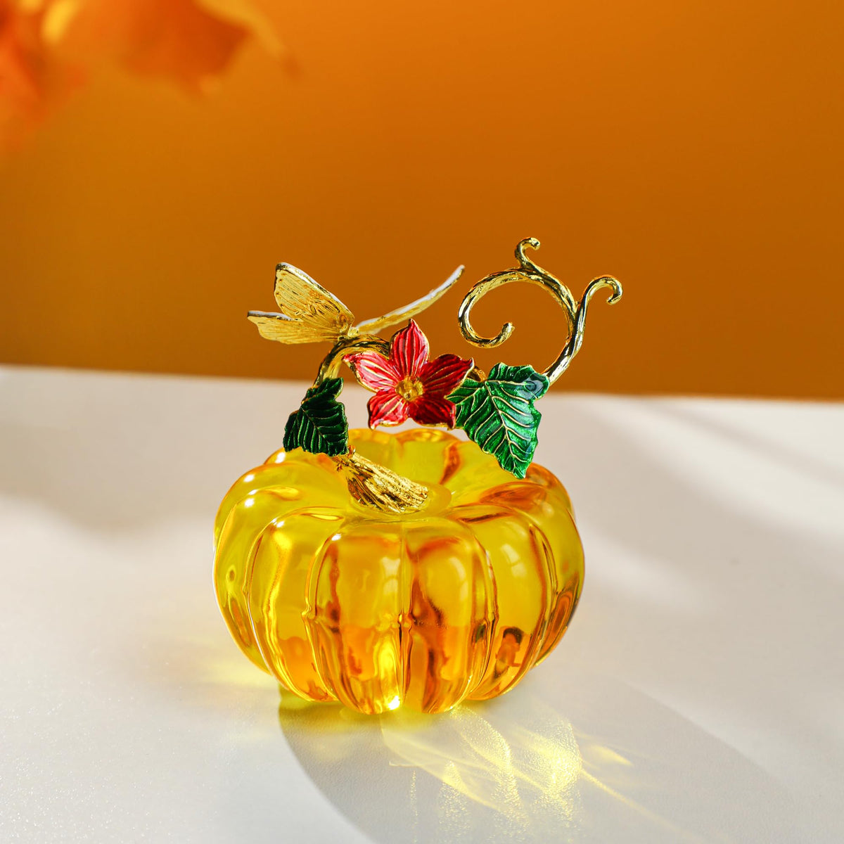 2.5inch Glass Pumpkins For Decorating Figurines Collectibles, Gold
