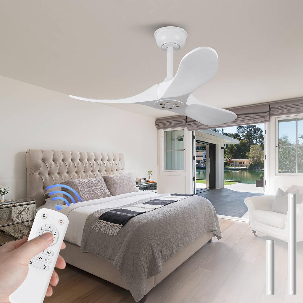 36" White Indoor/Outdoor Ceiling Fan with Remote, No Light