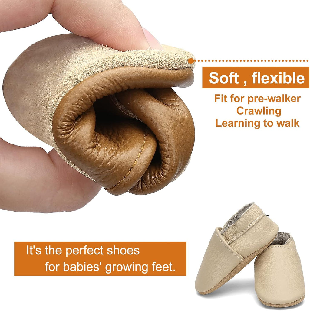Soft Sole Baby Shoes Leather Baby First Walking Crib Shoes Slip-on Baby Moccasins Infant Toddler Pre-Walker Shoes