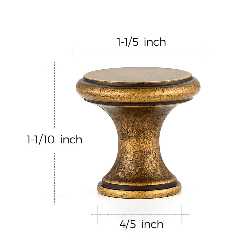 Antique Brass Kitchen Cabinet Knobs, Solid Zinc Pulls, 15 Pack
