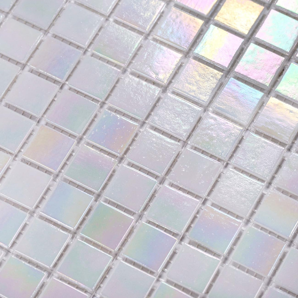 11.5sq.ft Iridescent White Glass Mosaic Tile , Pool, Backsplash
