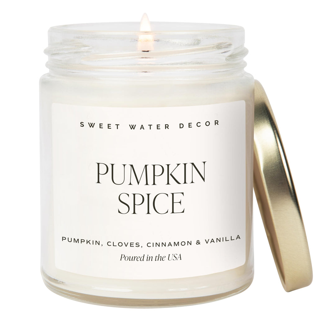 Pumpkin Spice Candle 9oz Clear Jar, Autumn Decor