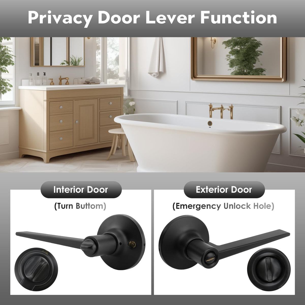 Privacy Keyless Bathroom Door Handle Lock Without Key