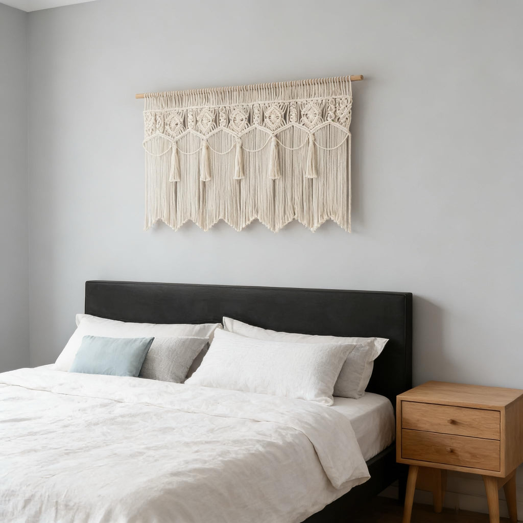 Macrame Wall Hanging Boho Woven Tapestry Valance Window Kitchen Macrame Curtain Door Divider Decoration Bedroom Home